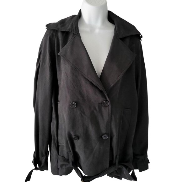 Essue Womens Black Woven Belted Military Jacket NWOT-S - Picture 7 of 10